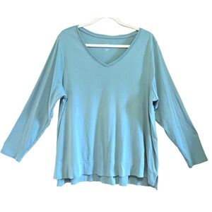 J. Jill, Teal Blue Lagenlook Tunic Style, V-Neck, T-Shirt, Size 2X